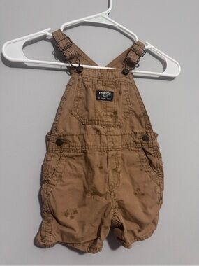 OshKosh B'gosh Tan Short Overalls with Palm Print